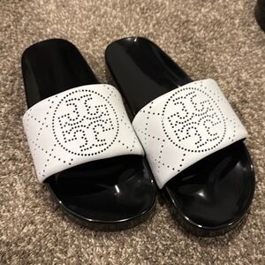 Worn once! Tory Burch DoubleT Pool Slides